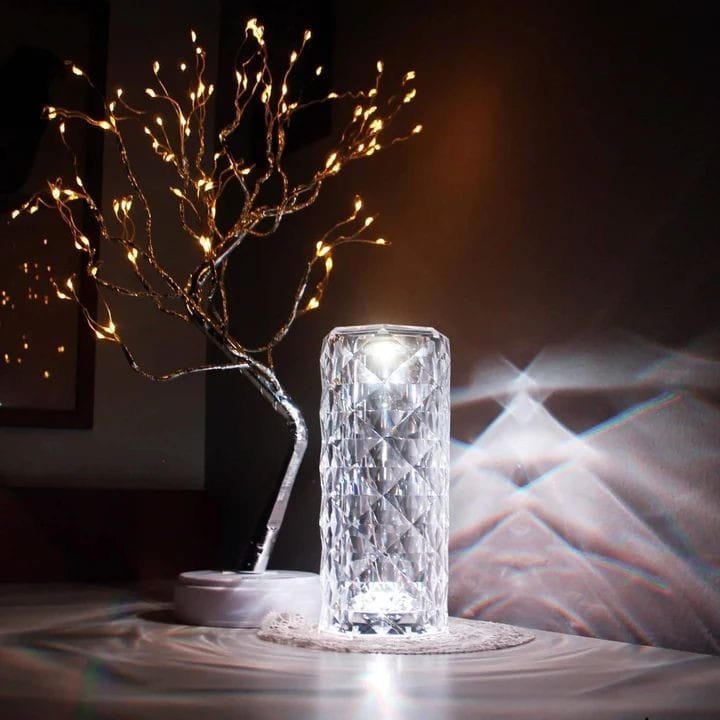 RD-09 Diamond Rose Lume Crystal Table Lamp